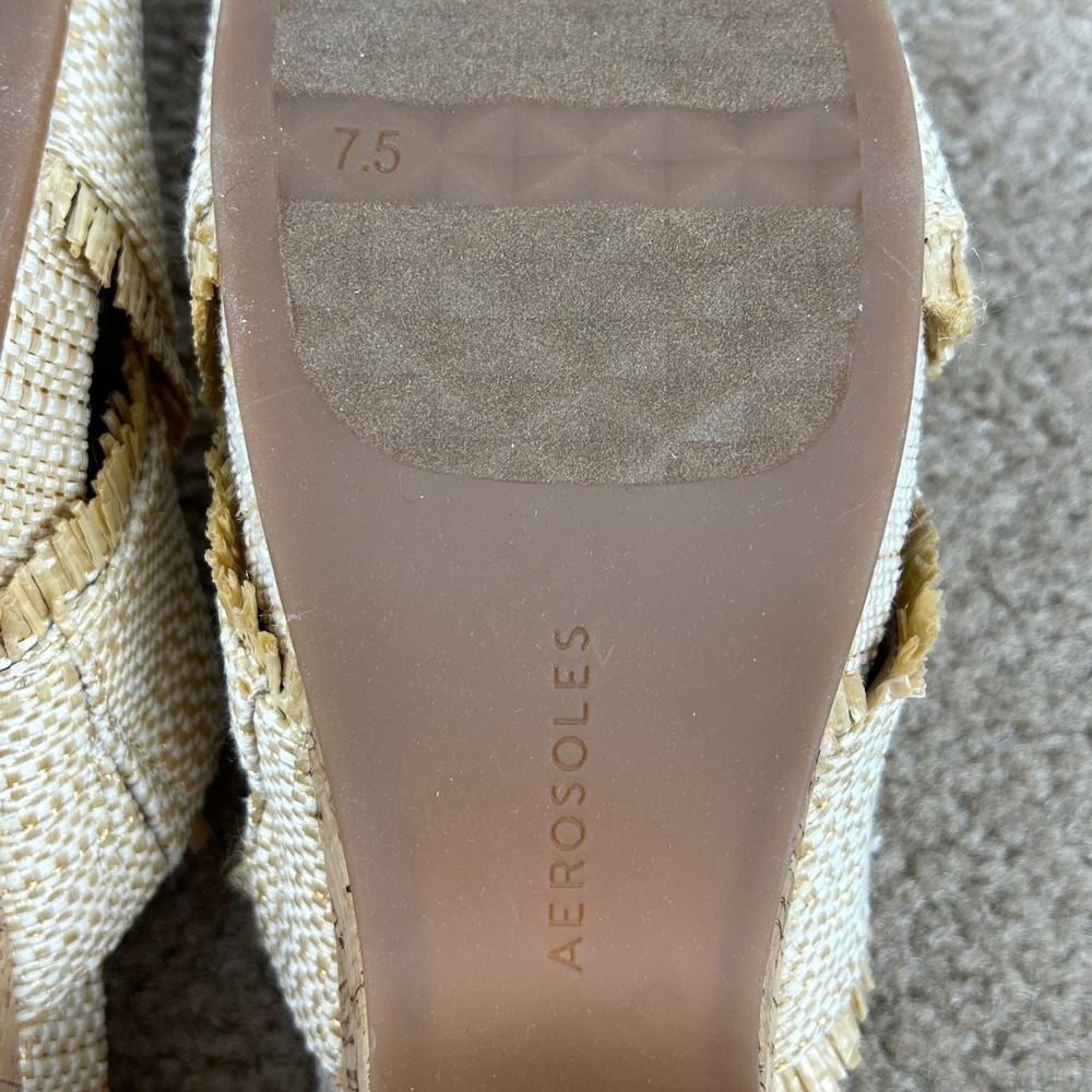 AEROSOLES Natural Straw Wedge Sandals - Picture 6 of 12
